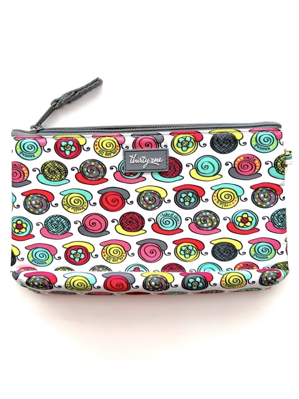 NWOT Thirty-One Colorful Snail Print Makeup Bag Case Pouch